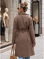 Elegancki płaszcz damski dwurzędowy z paskiem fango FashionStreet NY0790 Elegancki płaszcz damski dwurzędowy z paskiem fango FashionStreet NY0790