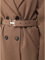 Elegancki płaszcz damski dwurzędowy z paskiem fango FashionStreet NY0790 Elegancki płaszcz damski dwurzędowy z paskiem fango FashionStreet NY0790