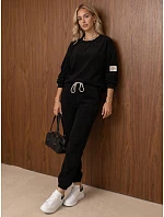 Komplet damski sztruksowy bluza i spodnie jogger czarny FashionStreet AY1221 Komplet damski sztruksowy bluza i spodnie jogger czarny FashionStreet AY1221