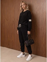 Komplet damski sztruksowy bluza i spodnie jogger czarny FashionStreet AY1221 Komplet damski sztruksowy bluza i spodnie jogger czarny FashionStreet AY1221
