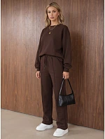 Komplet damski dresowy z szerokimi spodniami brązowy FashionStreet AY1230