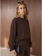 Komplet damski dresowy z szerokimi spodniami brązowy FashionStreet AY1230