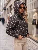 Dámska prechodová bunda s bodkami a kapucňou, hnedá, FashionStreet TY6036