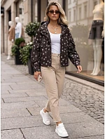 Dámska prechodová bunda s bodkami a kapucňou, hnedá, FashionStreet TY6036