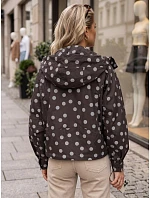 Dámska prechodová bunda s bodkami a kapucňou, hnedá, FashionStreet TY6036