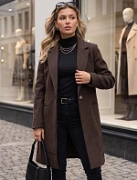 Dámsky klasický jednořadový kabát, hnedý, FashionStreet NY0795