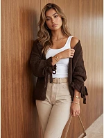 Kardigan damski oversize bez zapięcia czekoladowy FashionStreet MY2564 Kardigan damski oversize bez zapięcia czekoladowy FashionStreet MY2564