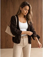 Kardigan damski oversize bez zapięcia czekoladowy FashionStreet MY2564 Kardigan damski oversize bez zapięcia czekoladowy FashionStreet MY2564