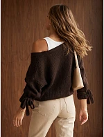 Kardigan damski oversize bez zapięcia czekoladowy FashionStreet MY2564 Kardigan damski oversize bez zapięcia czekoladowy FashionStreet MY2564