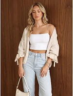 Kardigan damski oversize bez zapięcia ecru FashionStreet MY2566 Kardigan damski oversize bez zapięcia ecru FashionStreet MY2566