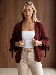 Kardigan damski oversize bez zapięcia bordowy FashionStreet MY2567
