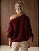Kardigan damski oversize bez zapięcia bordowy FashionStreet MY2567