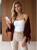 Kardigan damski oversize bez zapięcia bordowy FashionStreet MY2567