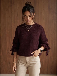 Dámsky oversize sveter v bordovej farbe od FashionStreet MY2569