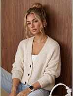 Dámsky voľný kardigán na gombíky, svetlo béžový, FashionStreet MY2575 Dámsky voľný kardigán na gombíky, svetlo béžový, FashionStreet MY2575
