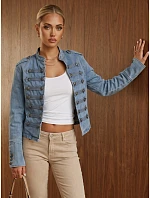 Kurtka damska jeansowa Napoleonka niebieska FashionStreet TY6045 Kurtka damska jeansowa Napoleonka niebieska FashionStreet TY6045