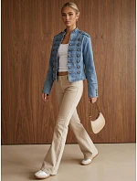 Kurtka damska jeansowa Napoleonka niebieska FashionStreet TY6045 Kurtka damska jeansowa Napoleonka niebieska FashionStreet TY6045