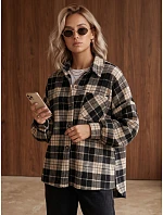 Kurtka damska koszulowa w kratę oversize granatowa FashionStreet TY6048 Kurtka damska koszulowa w kratę oversize granatowa FashionStreet TY6048