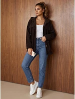 Kurtka damska sztruksowa oversize z kapturem czekoladowa FashionStreet TY6050 Kurtka damska sztruksowa oversize z kapturem czekoladowa FashionStreet TY6050