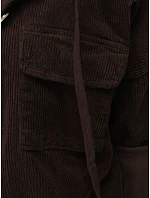 Kurtka damska sztruksowa oversize z kapturem czekoladowa FashionStreet TY6050 Kurtka damska sztruksowa oversize z kapturem czekoladowa FashionStreet TY6050