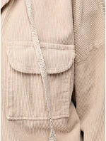 Kurtka damska sztruksowa oversize z kapturem beżowa FashionStreet TY6051 Kurtka damska sztruksowa oversize z kapturem beżowa FashionStreet TY6051