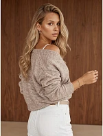 Dámsky kardigán s vreckami v cappuccino farbe, FashionStreet MY2577 Dámsky kardigán s vreckami v cappuccino farbe, FashionStreet MY2577
