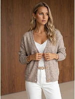 Dámsky kardigán s vreckami v cappuccino farbe, FashionStreet MY2577 Dámsky kardigán s vreckami v cappuccino farbe, FashionStreet MY2577