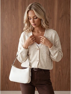 Dámsky sveter s vreckami, vanilková farba, FashionStreet MY2578