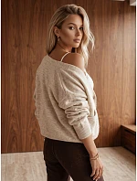 Dámsky sveter s vreckami, vanilková farba, FashionStreet MY2578 Dámsky sveter s vreckami, vanilková farba, FashionStreet MY2578