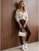 Dámsky sveter s vreckami, vanilková farba, FashionStreet MY2578 Dámsky sveter s vreckami, vanilková farba, FashionStreet MY2578