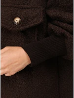 Płaszcz damski baranek długi z kapturem czekoladowy FashionStreet NY0797 Płaszcz damski baranek długi z kapturem czekoladowy FashionStreet NY0797