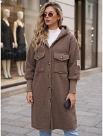 Płaszcz damski baranek długi z kapturem fango FashionStreet NY0799 Płaszcz damski baranek długi z kapturem fango FashionStreet NY0799
