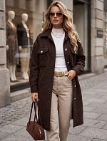 Dlhý dámsky kabát z čokoládovo hnedej ovčej kožušiny FashionStreet NY0802