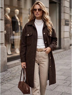 Długi płaszcz damski baranek czekoladowy FashionStreet NY0802