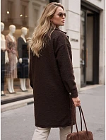 Długi płaszcz damski baranek czekoladowy FashionStreet NY0802 Długi płaszcz damski baranek czekoladowy FashionStreet NY0802