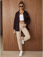 Sztruksowa kurtka damska koszulowa oversize czekoladowa FashionStreet TY6054 Sztruksowa kurtka damska koszulowa oversize czekoladowa FashionStreet TY6054