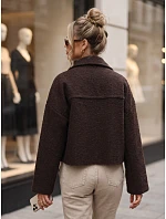 Krótka kurtka damska typu baranek na zamek czekoladowa FashionStreet TY6058 Krótka kurtka damska typu baranek na zamek czekoladowa FashionStreet TY6058