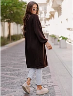 Kardigan damski długi oversize z kieszeniami czekoladowy FashionStreet MY2582 Kardigan damski długi oversize z kieszeniami czekoladowy FashionStreet MY2582