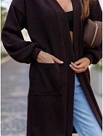Kardigan damski długi oversize z kieszeniami czekoladowy FashionStreet MY2582 Kardigan damski długi oversize z kieszeniami czekoladowy FashionStreet MY2582