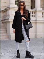 Kardigan damski długi oversize z kieszeniami czarny FashionStreet MY2583