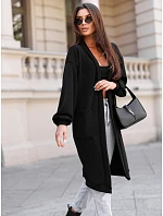 Kardigan damski długi oversize z kieszeniami czarny FashionStreet MY2583