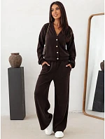 Komplet damski sztruksowy z kardiganem czekoladowy FashionStreet AY1232 Komplet damski sztruksowy z kardiganem czekoladowy FashionStreet AY1232