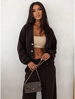 Komplet damski sztruksowy z kardiganem czekoladowy FashionStreet AY1232 Komplet damski sztruksowy z kardiganem czekoladowy FashionStreet AY1232