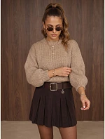 Dámský volný svetr s kulatým výstřihem, béžový, FashionStreet MY2585