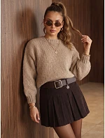 Dámský volný svetr s kulatým výstřihem, béžový, FashionStreet MY2585