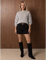 Dámský oversize svetr s copánkovým vzorem, světle šedý, FashionStreet MY2591 Dámský oversize svetr s copánkovým vzorem, světle šedý, FashionStreet MY2591