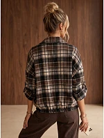 Dámská flanelová košile s kostkovaným vzorem, černá, FashionStreet DY0498 Dámská flanelová košile s kostkovaným vzorem, černá, FashionStreet DY0498