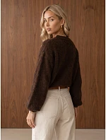 Klasický dámský svetr s kulatým výstřihem, čokoládová barva, FashionStreet MY2597 Klasický dámský svetr s kulatým výstřihem, čokoládová barva, FashionStreet MY2597