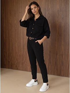 Dámská souprava s blůzou a kalhotami, černá, FashionStreet AY1239