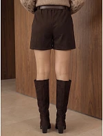 Elegantní dámské kraťasy s páskem, hnědé, FashionStreet SY0592 Elegantní dámské kraťasy s páskem, hnědé, FashionStreet SY0592